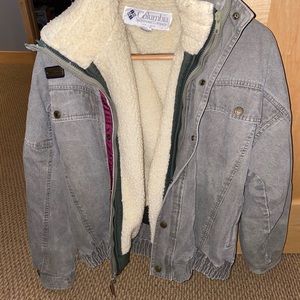 mens vintage columbia jean + sherpa jacket